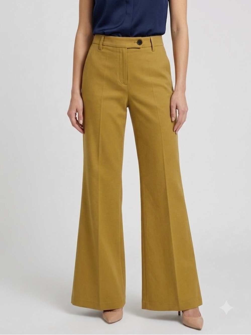 NWT True Royal Bianca Wide Leg Pants IT 40 US 4 Camel Cotton Stretch Made Italy